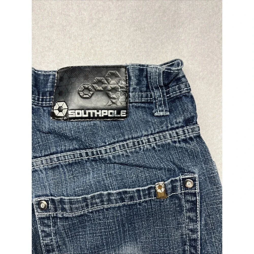 Southpole Jeans Vtg Mens Size 34x30 Faded Dark Wash Y2K Straight Leg Baggy